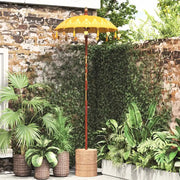 Parasol con Base Giallo, Marrone 250 cm Cotone, Legno