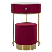 Comodino/toletta Con Puff Vellit Rosso cm ø 52x70 - ø 36x39