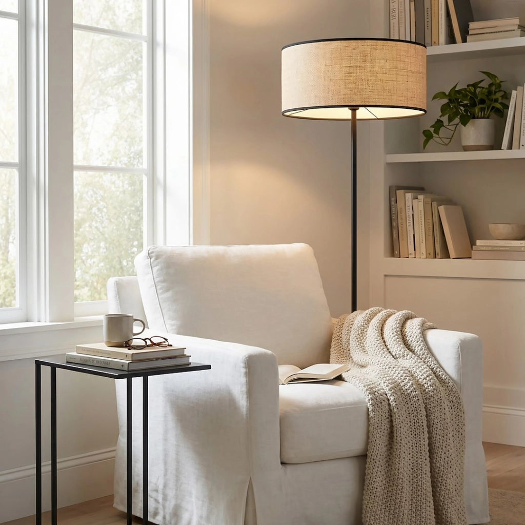 Lampada da terra boho rattan nero-beige 1xE27 Emibig