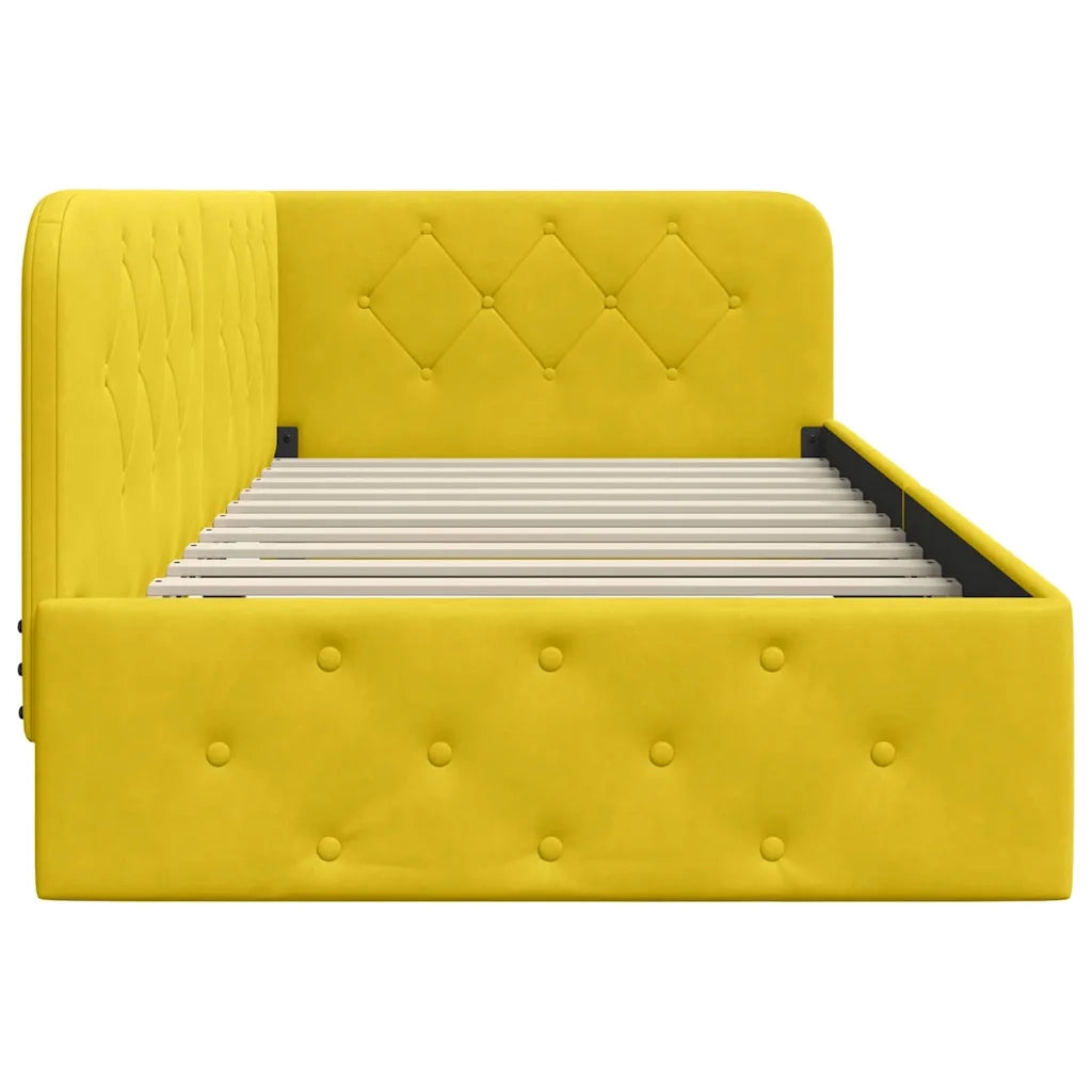 Cornice del letto ad angolo Giallo 100 x 200 cm Velluto 42016549