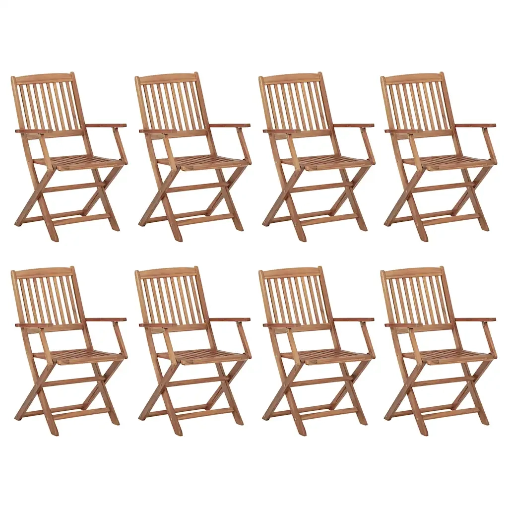 Sedie da Giardino Pieghevoli 8 pz con Cuscini Massello Acacia 3075091
