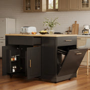 Isola da cucina 120x50 cm; con scomparto per rifiuti; MDF e metallo nero