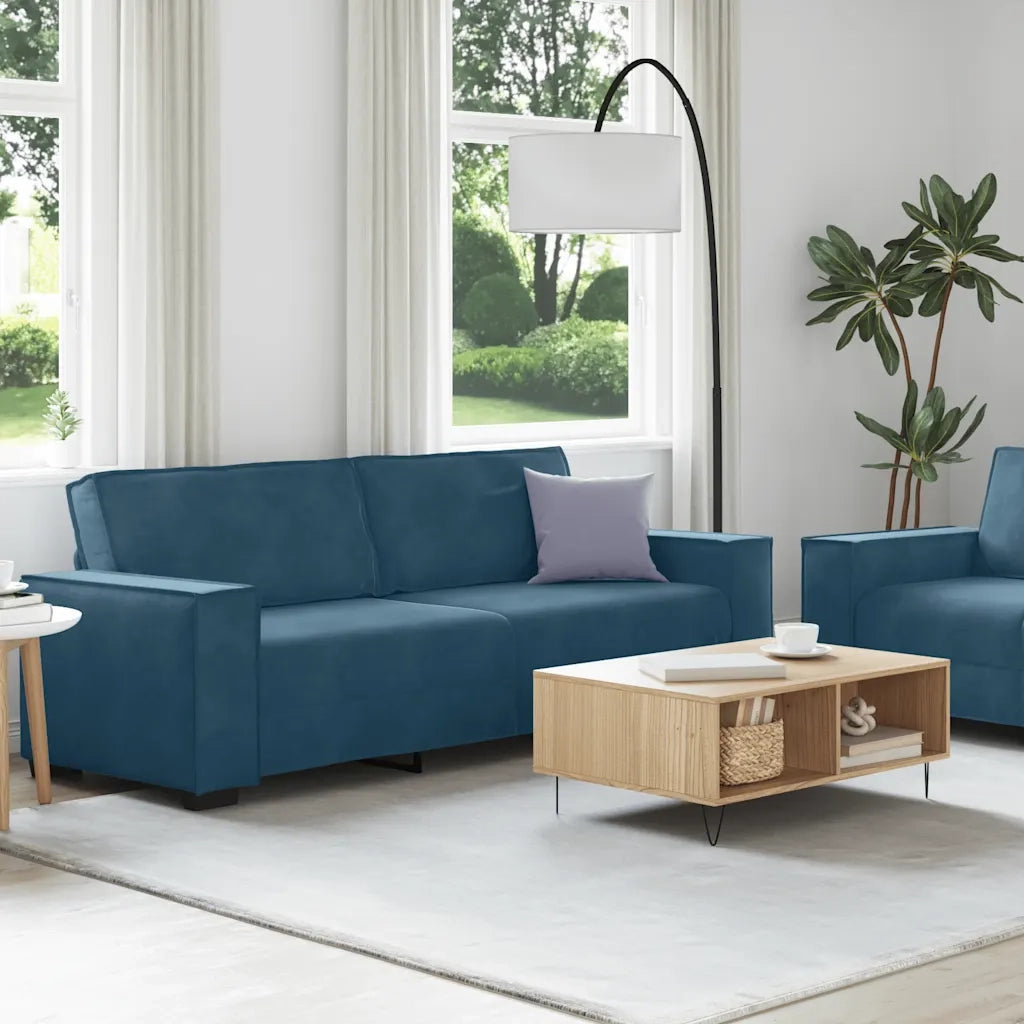 Set di Divani 2 pz con Cuscini Blu in Velluto 3324709