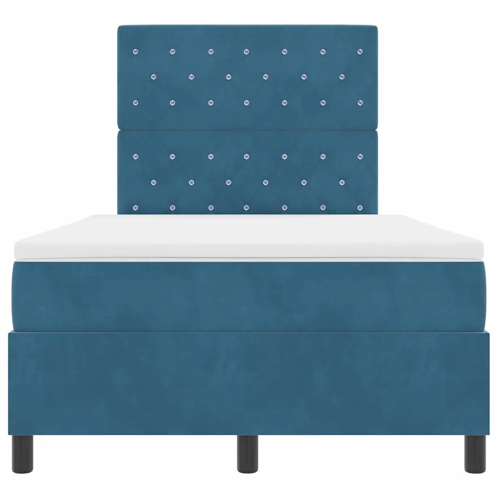 Letto a Sorgente LED Blu Scuro 120 x 190 cm Velluto 3343236