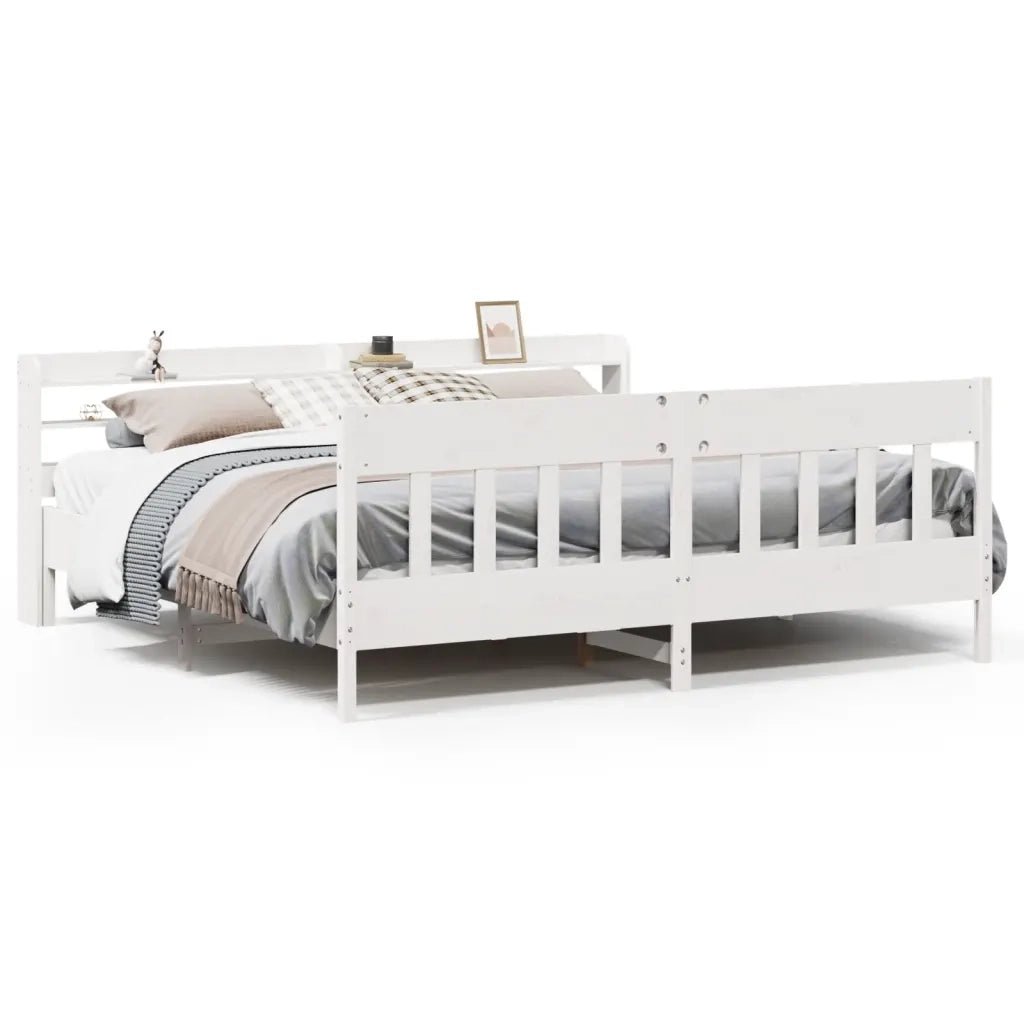 Letto senza Materasso-Struttura Letto Bianco 180x200 cm Legno Massello di Pino 925885