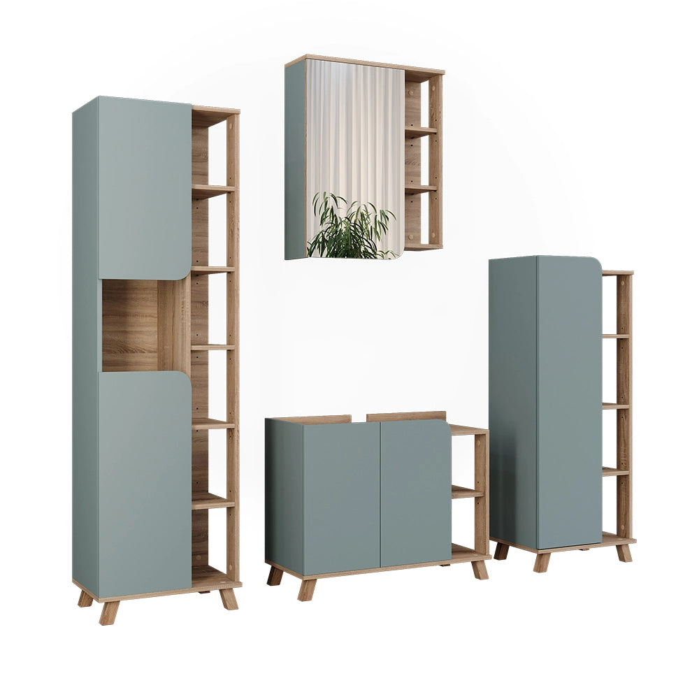 Vicco Set di mobili da bagno Sonoma/blu 4 parti