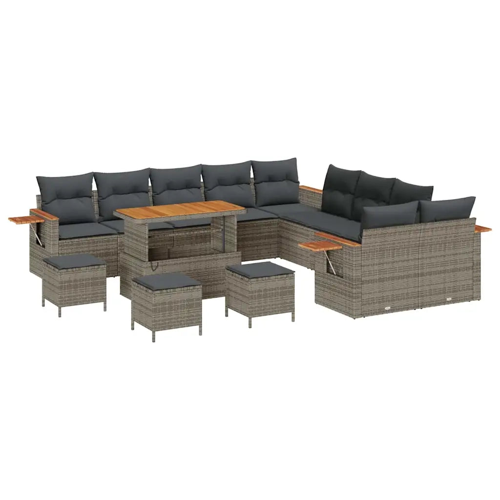 Set Divano da Giardino con cuscino 14 pcs Grigio