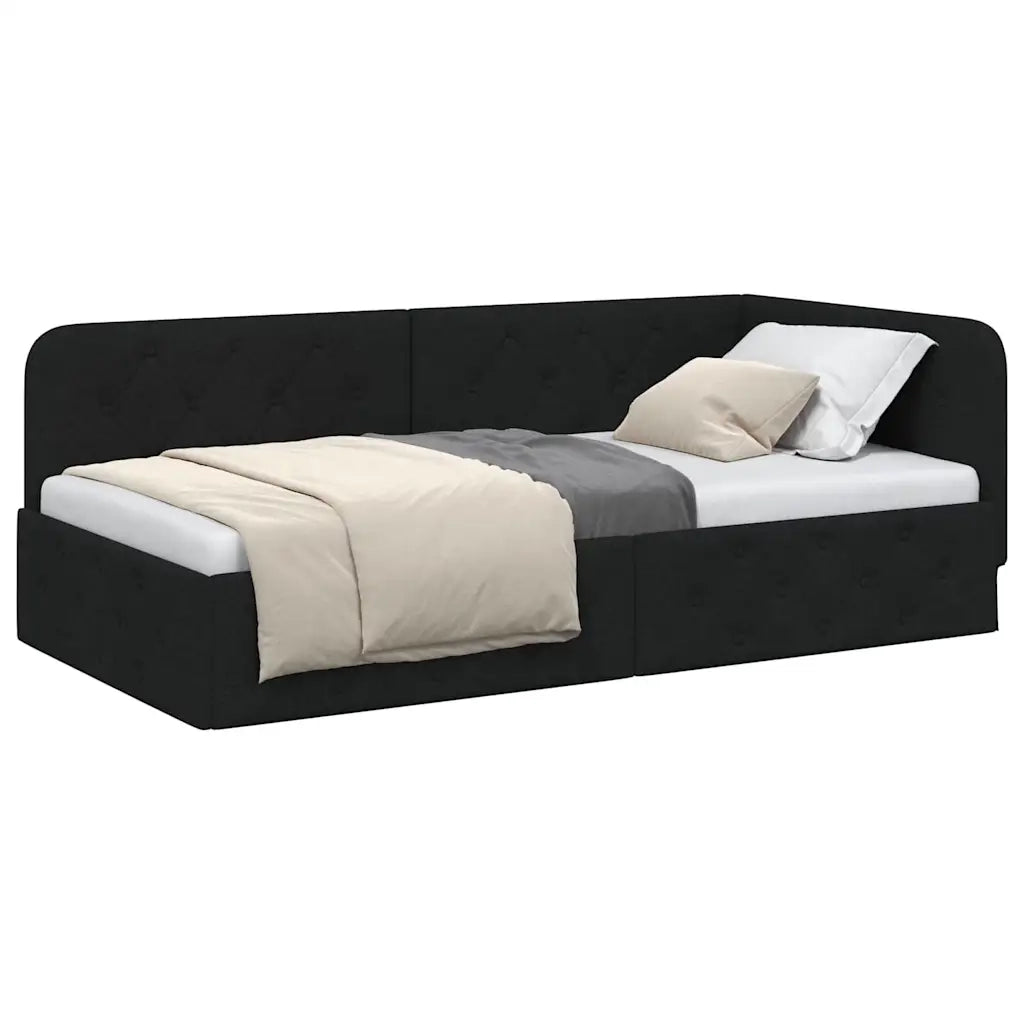 Cornice del letto ad angolo Nero 100 x 200 cm Tessuto 42016505