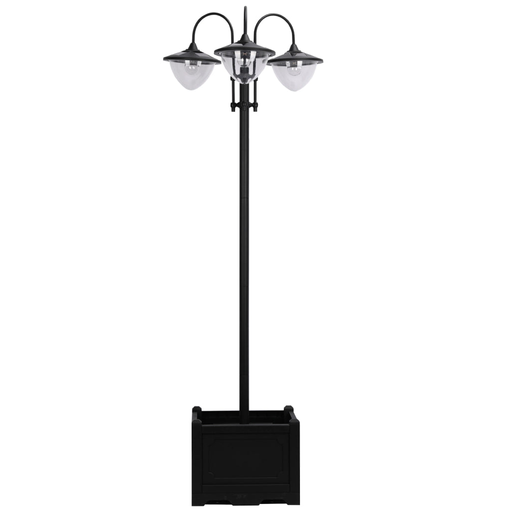 Set di 3 lanterne solari, lampada da terra in metallo, lanterna da giardino 60x55x189 cm, luce eolica per esterni, impermeabile IP44 con base a vaso