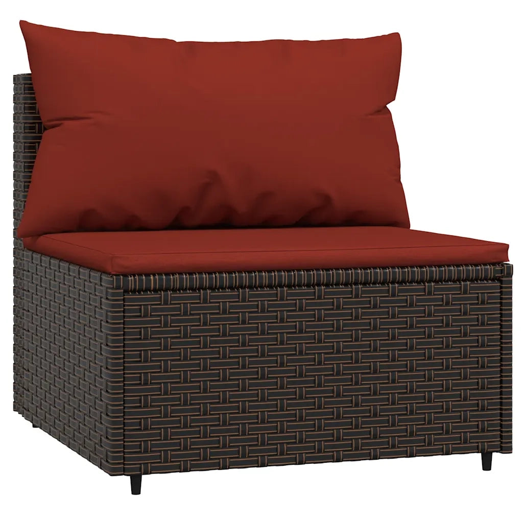Set Mobili da Giardino 4 pz con Cuscini in Polyrattan Marrone CFW2148575