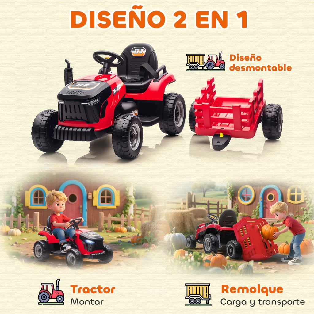 Trattore Elettrico per Bambini ¨C zephmum ¨C Rosso, 12V