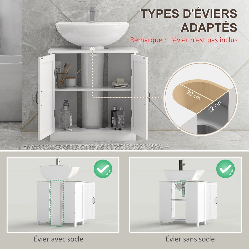 Mobile Sottolavabo Bagno con Ante e Ripiano Regolabile ¨C Minimal ¨C Bianco 60x30x60