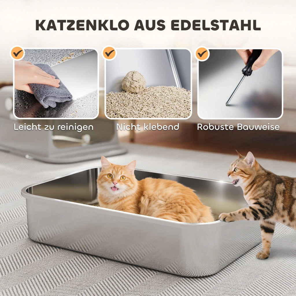 Casetta per gatti con coperchio ¨C zephmum ¨C  in acciaio inox