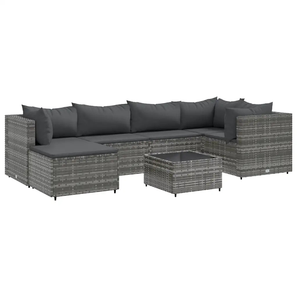 Set Divani da Giardino 7 pz con Cuscini in Polyrattan Grigio 3308218