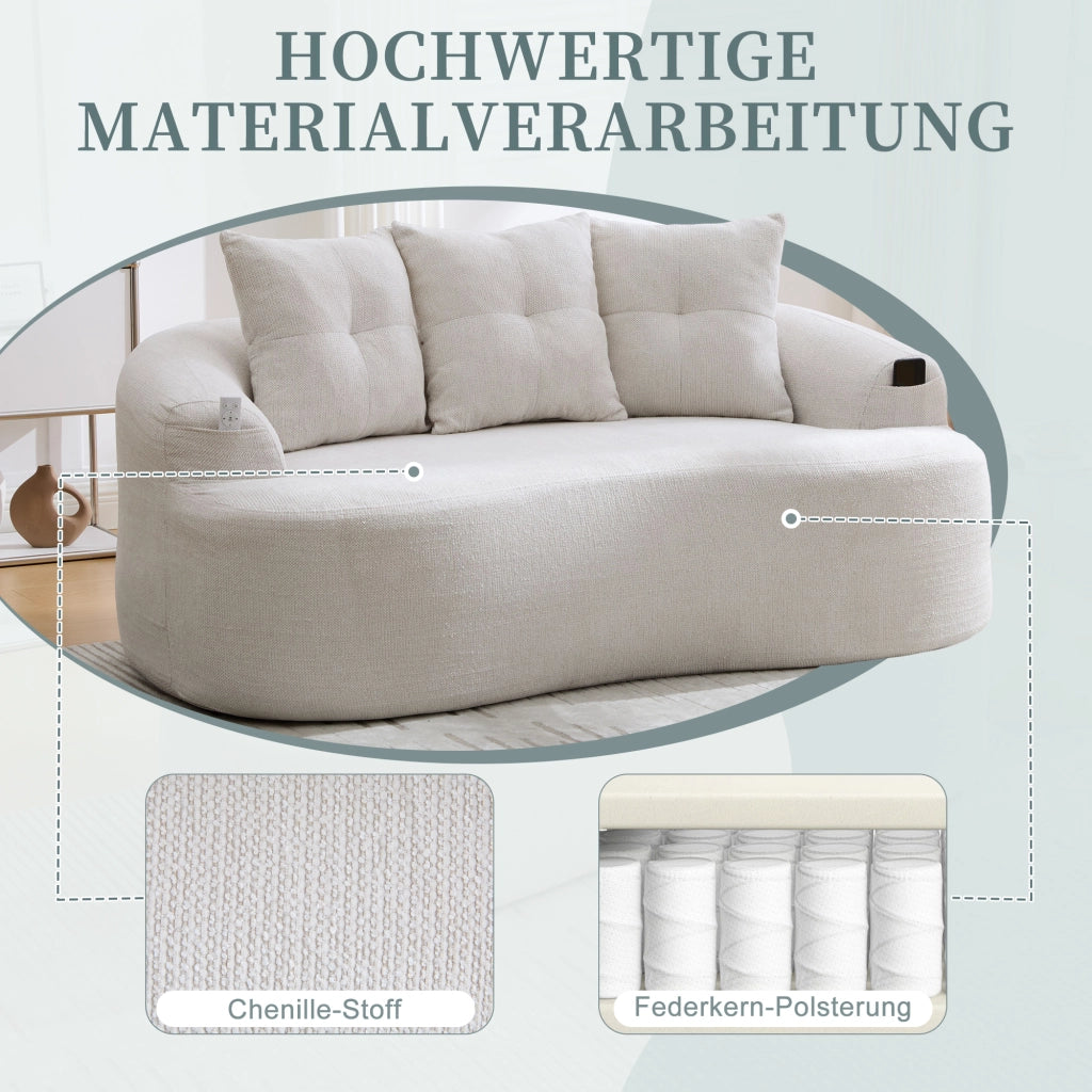 Divano lineare 2 posti - con cuscini extra spessi e seduta profonda - in chenille beige