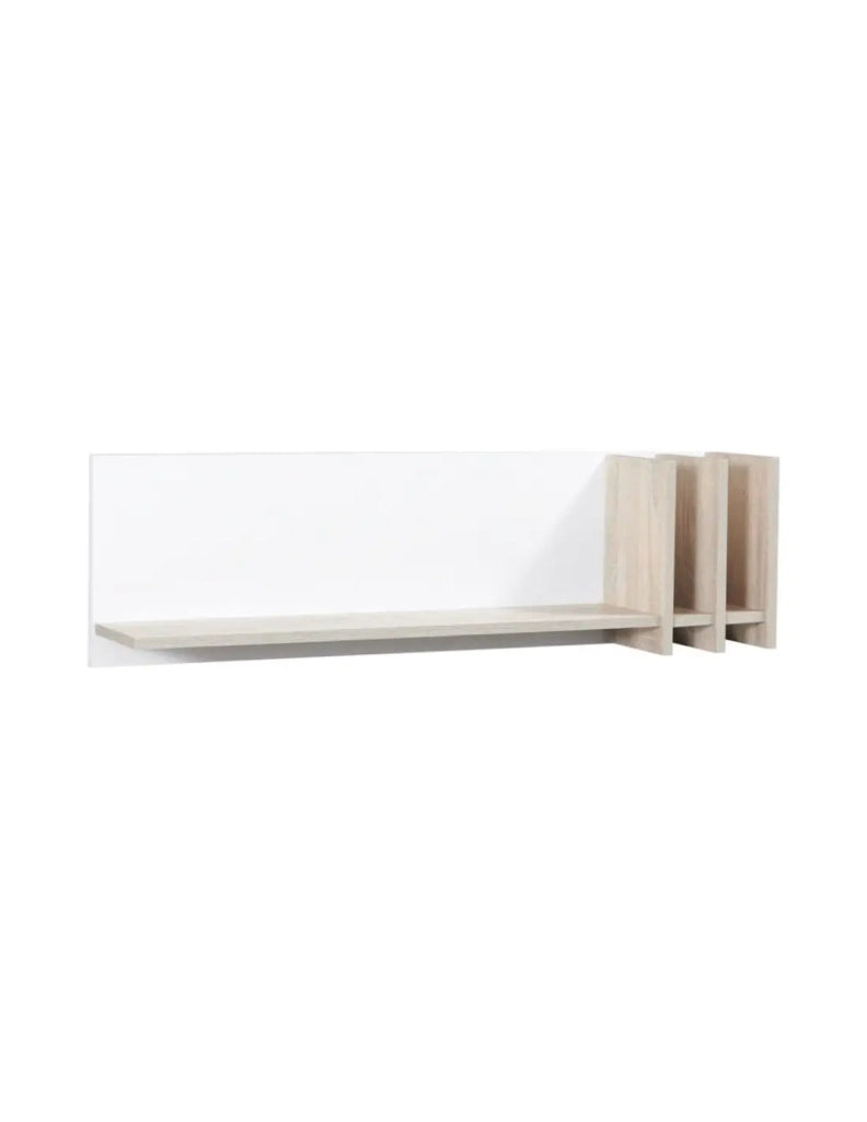 Set camera da letto per bambini MALMO con letto 90x200, comodino e scaffale – Rovere chiaro e bianco