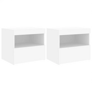 Set di 2 Comodini | Armadio da Notte | Mobiletto da notte con Luci LED Bianchi 50x40x45 cm