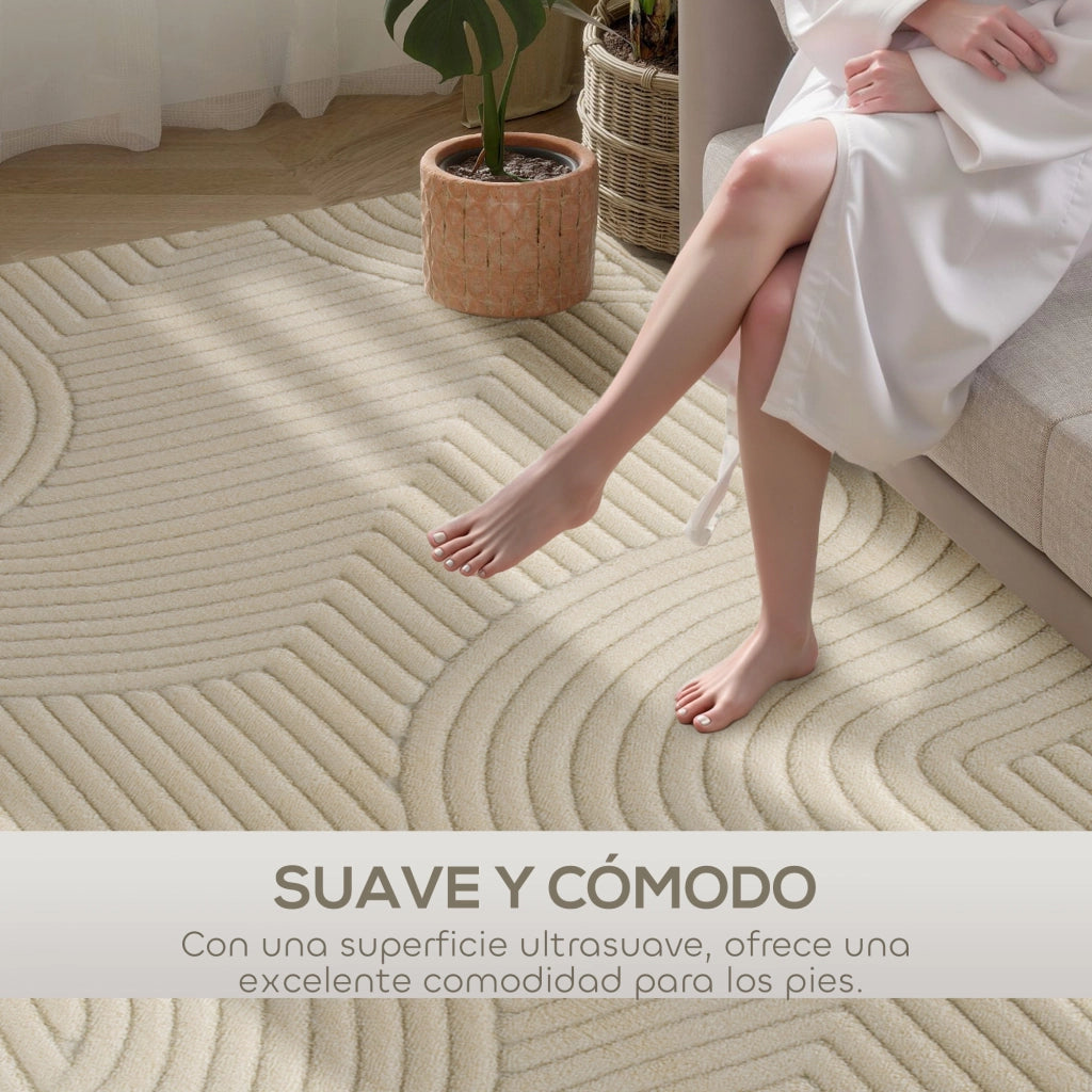 Tappeto Moderno Pelo Corto ¨C Xylo ¨C Crema 160x120 cm Base Antiscivolo