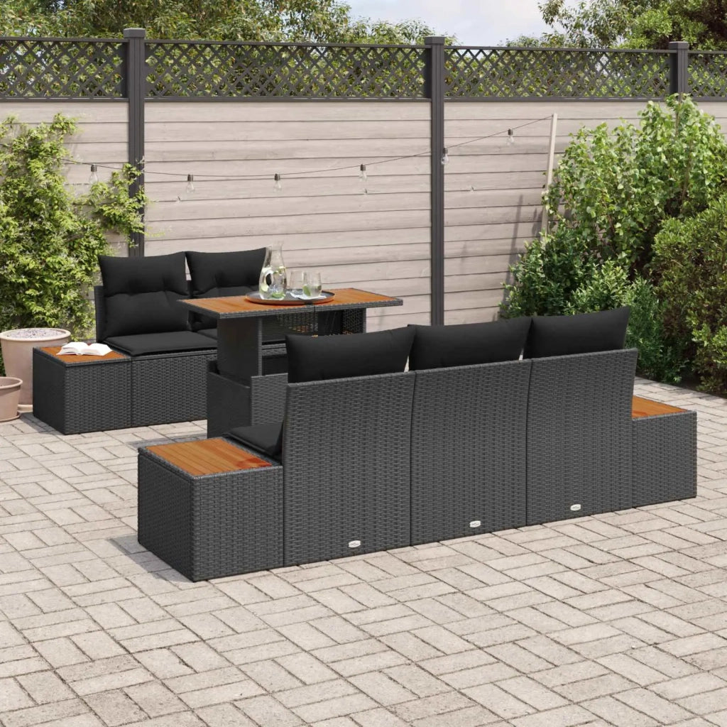 Set Divano da Giardino con archiviazione 6 pcs Nero Poly Rattan 3358762