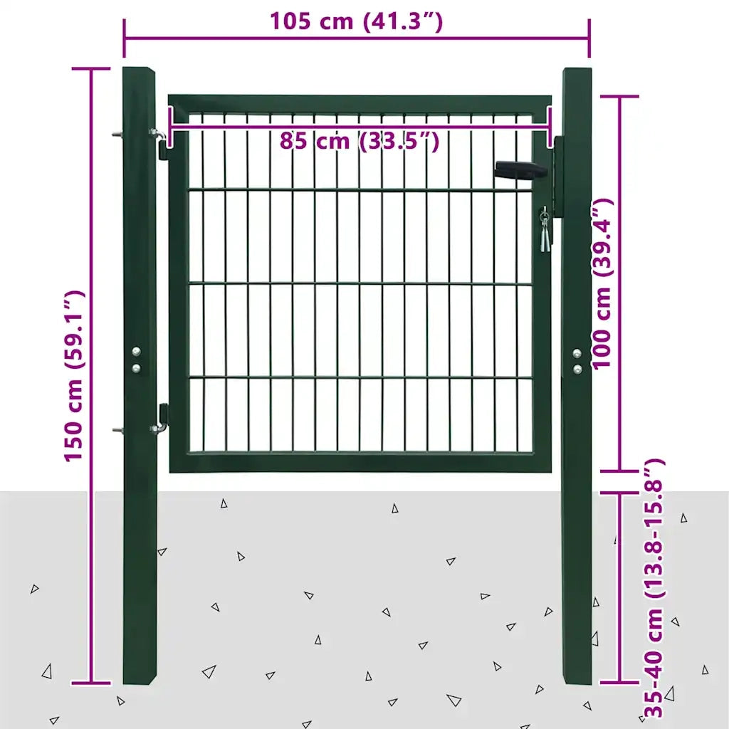 Cancello per Recinzione in Acciaio Verde 100x100 cm 142028