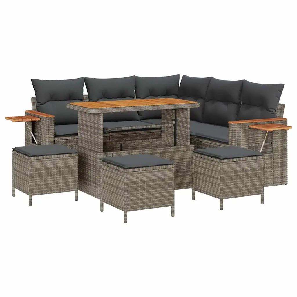 Set Divano da Giardino con cuscino 10 pcs Grigio polyrattan 3365133