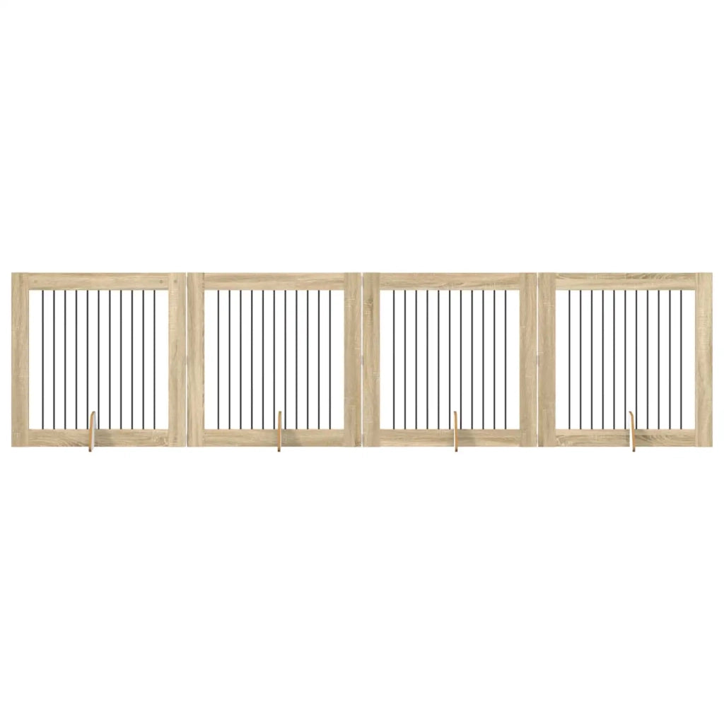 Cancello per cani pieghevole con supporti 4 pz Rovere Sonoma 892032