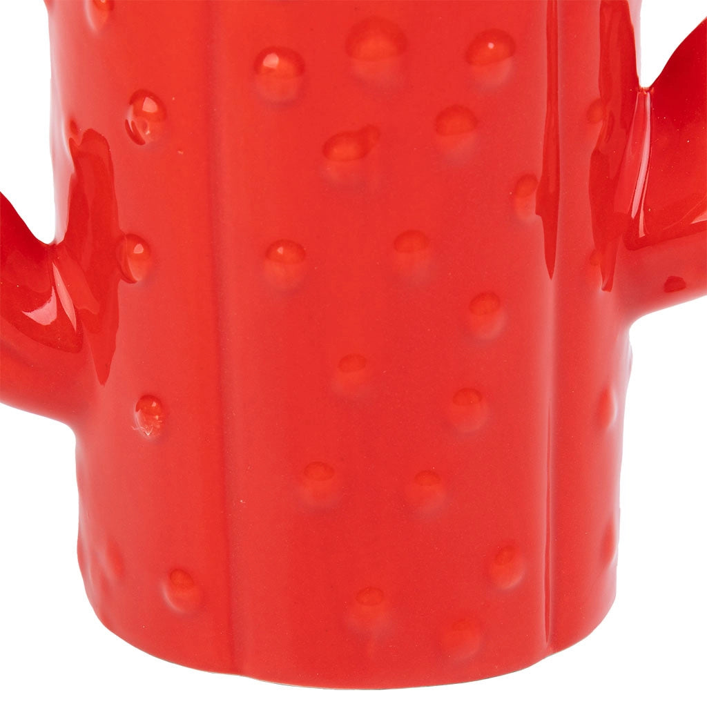 Portapenne cactus in ceramica rossa 13,5x7,8x11h