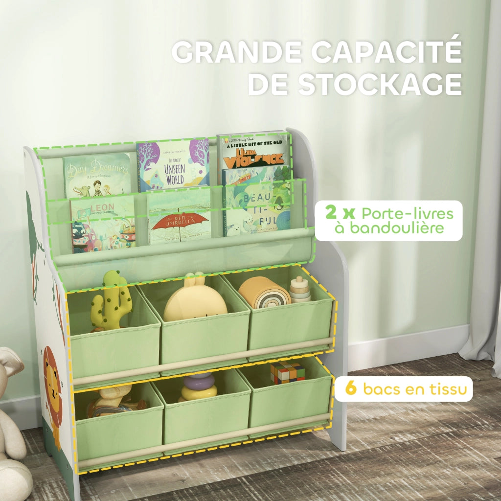 Mobile per bambini con 6 cassetti e scaffale ¨C Minimal ¨C 63x30x71cm, verde