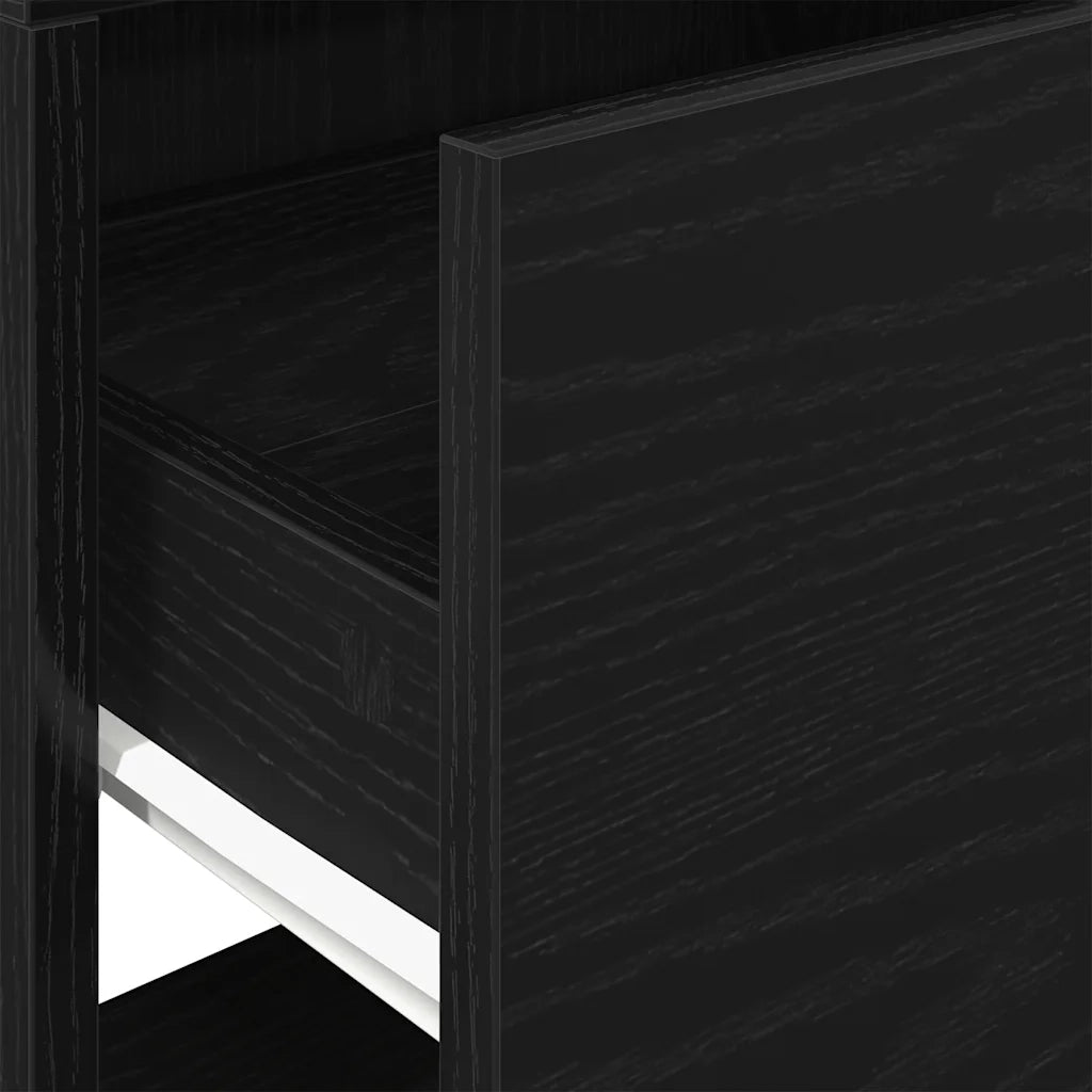 Comodino con Cassetto Rovere Nero 51x31x47 cm 858670