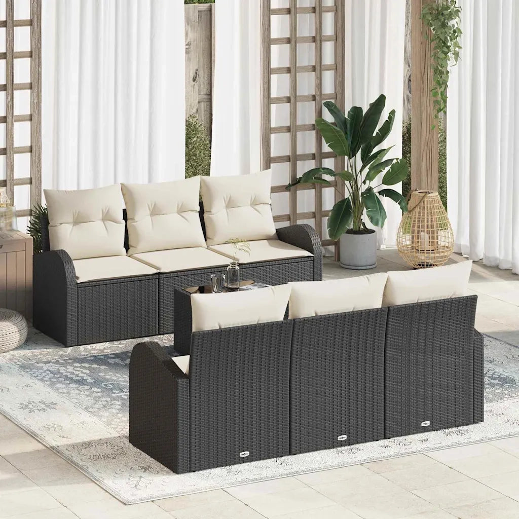 Set Divano da Giardino Nero 55 x 55 x 37 cm polyrattan 3345927