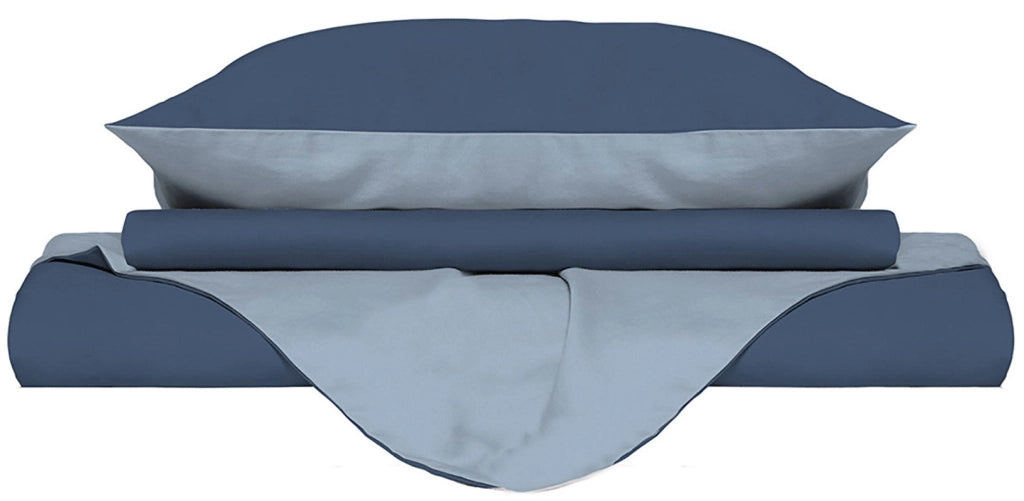 Copripiumino Singolo con Sacco e Federe Doubleface Avio/Azzurro