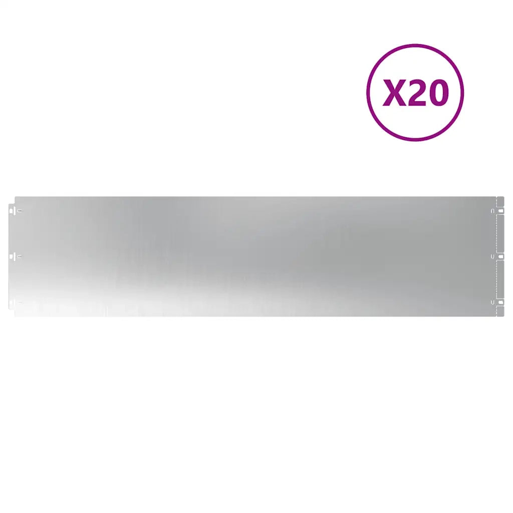 Bordura per Prato 20 pz 25 x 103 cm Acciaio zincato Argento 860177
