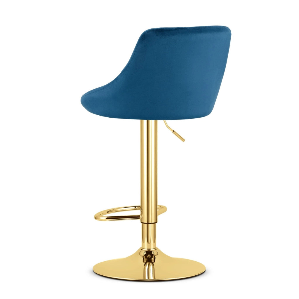 Set di 2 sgabelli bar Kast in velluto blu e oro