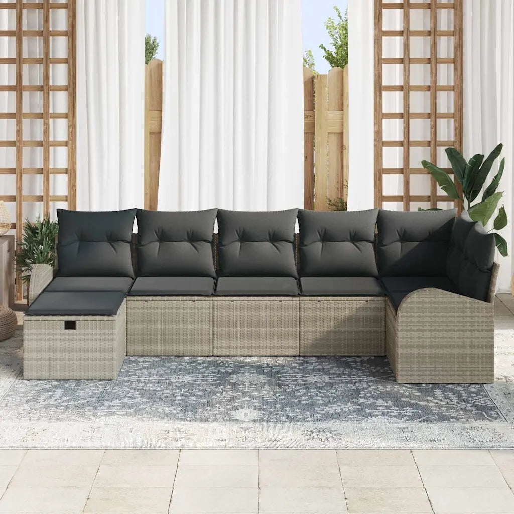 Set Divano da Giardino 7 pcs Grigio chiaro polyrattan 3360433
