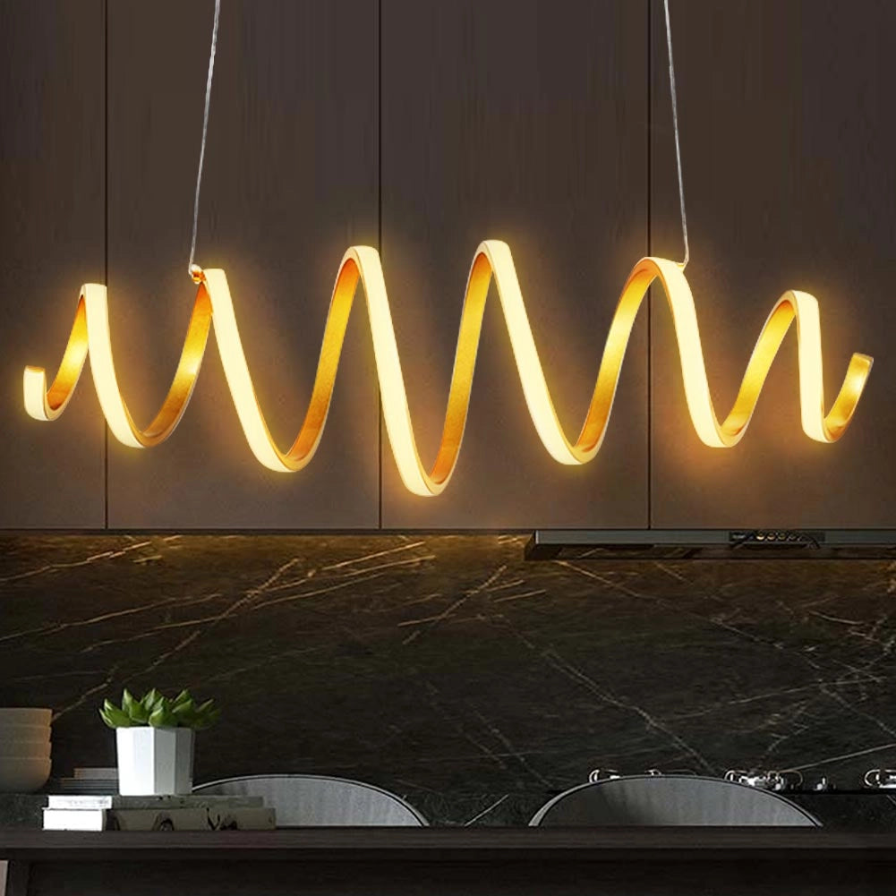 Sospensione Oro a Led 40W Ricciolo Bianco Caldo Regolabile in Altezza e Larghezza