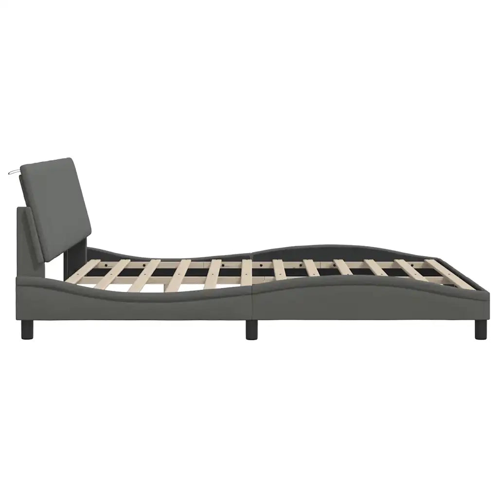 Letto matrimoniale | Letto per adulti | Giroletto senza Materasso Hanko Grigio Scuro 180x200 cm Tessuto