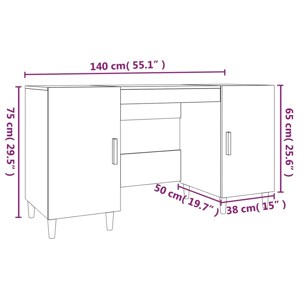 Scrivania tavolo postazione di lavoro mobile per computer studio rovere Sonoma 140 x 50 x 75 cm legno ingegnerizzato marrone 02_0023650