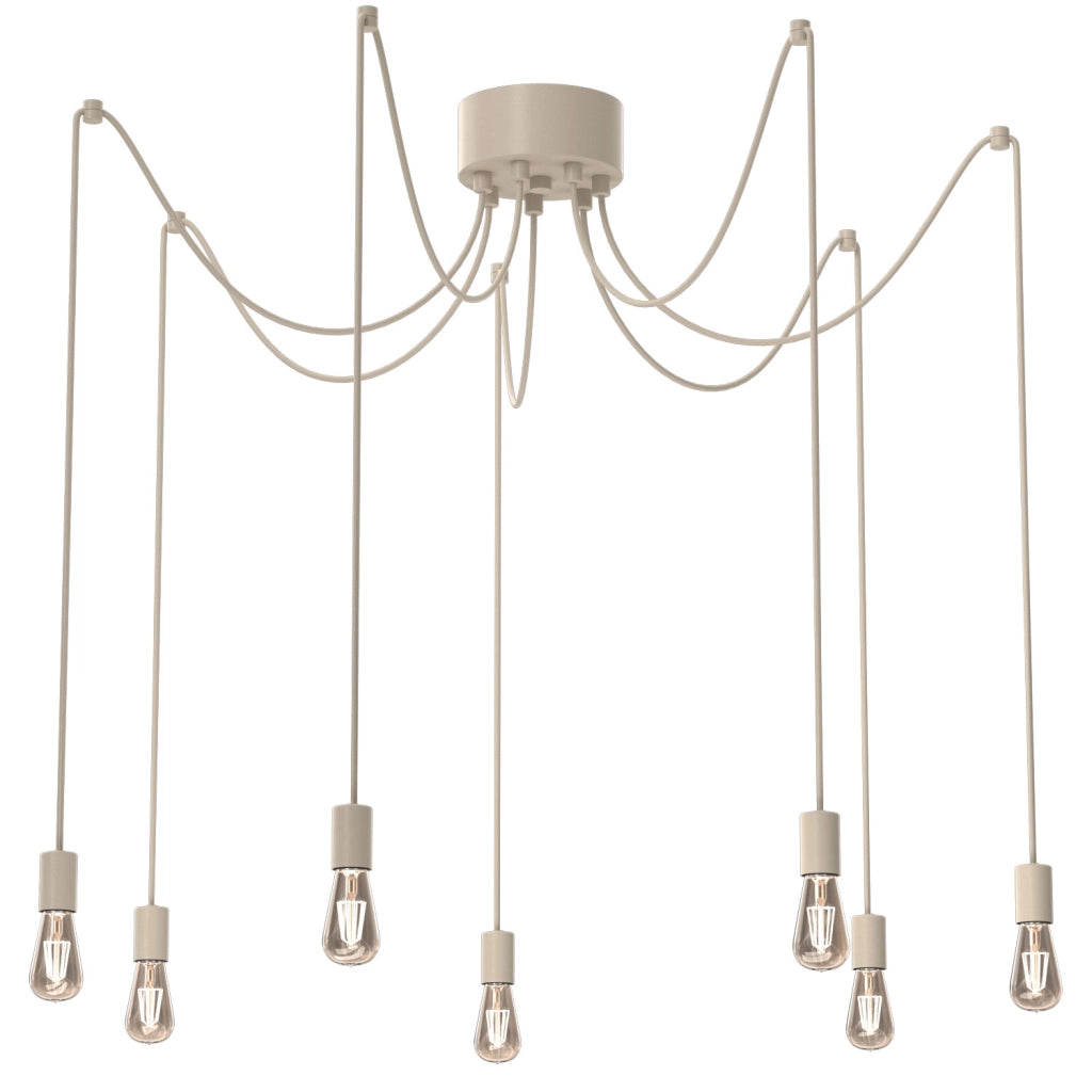 Lampada sospesa Spindel 7xE27 beige metallo Luminex