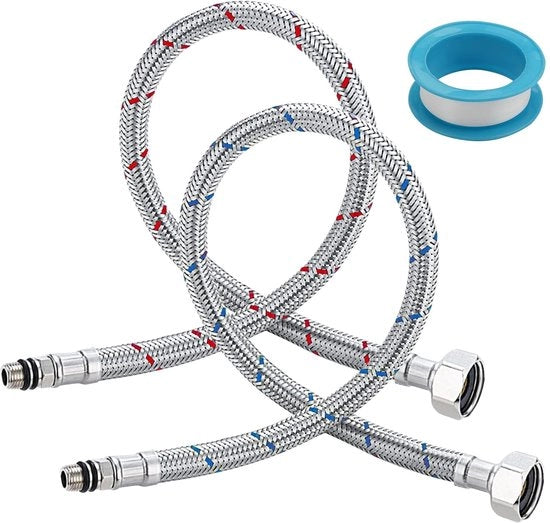 Slang di Connettore per Estensione di Gru - 2 Pezzi - 80 cm - Connettore in Acciaio Inossidabile - G3/8 x M10