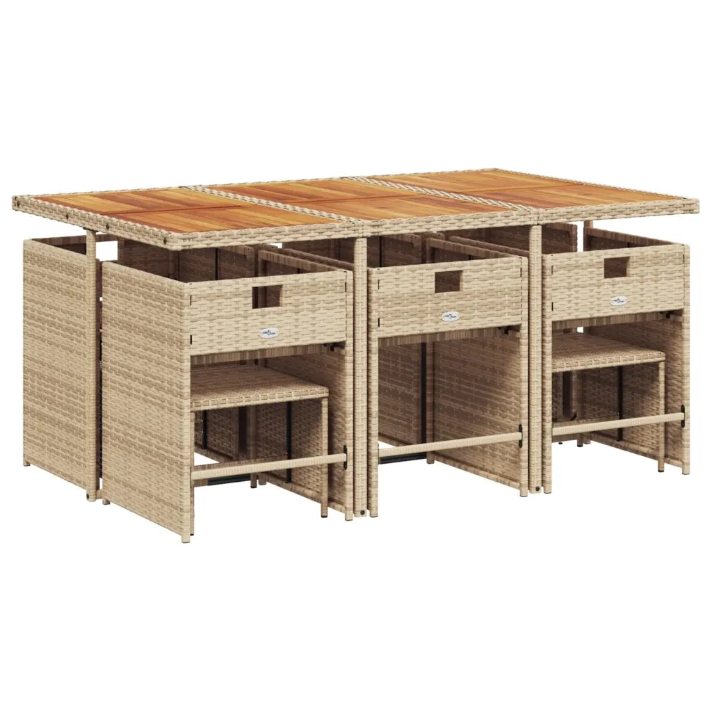 Set da Pranzo da Giardino 11 pz con Cuscini Beige in Polyrattan 3277923