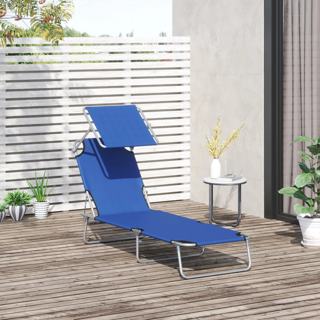 Sdraio Pieghevole con Tettoia e Schienale Regolabile per Giardino Terrazza ¨C Minimal ¨C 187x58x36cm Blu