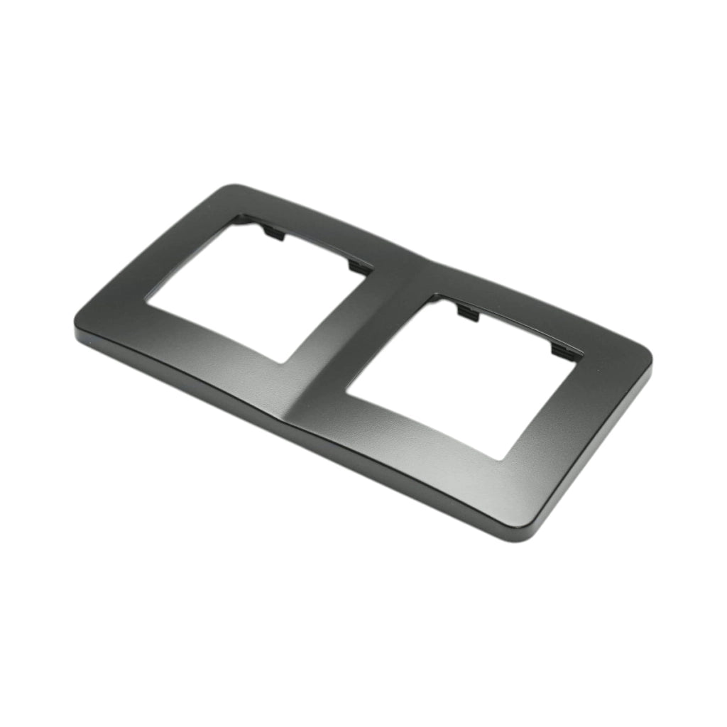 Cornice doppia nera in PC per presa e interruttore 150x83 mm