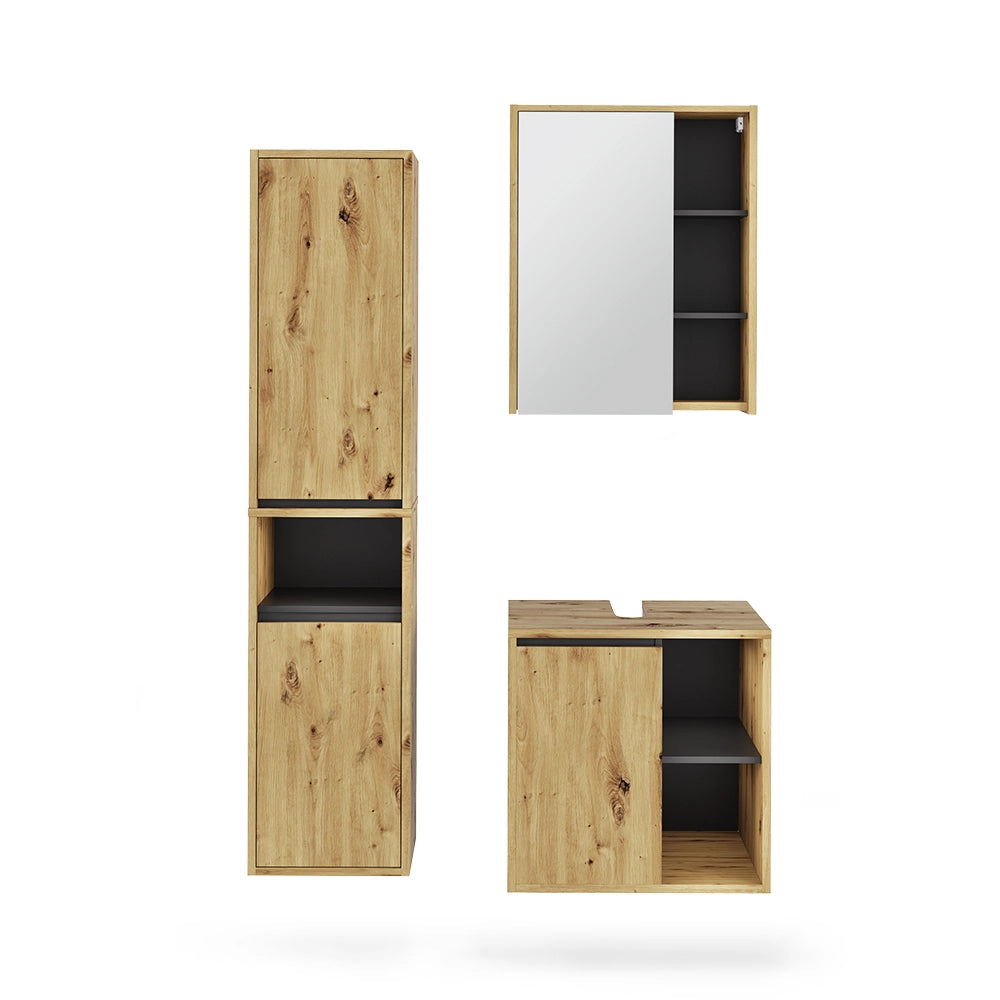 Vicco Set di mobili da bagno Artigiano/grigio 3 parti