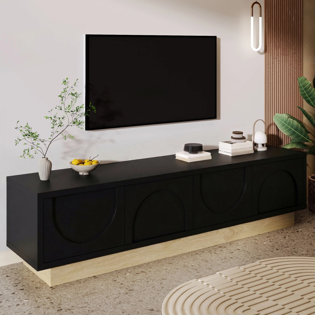 Cassettiera per TV nera in MDF lunghezza 175 cm