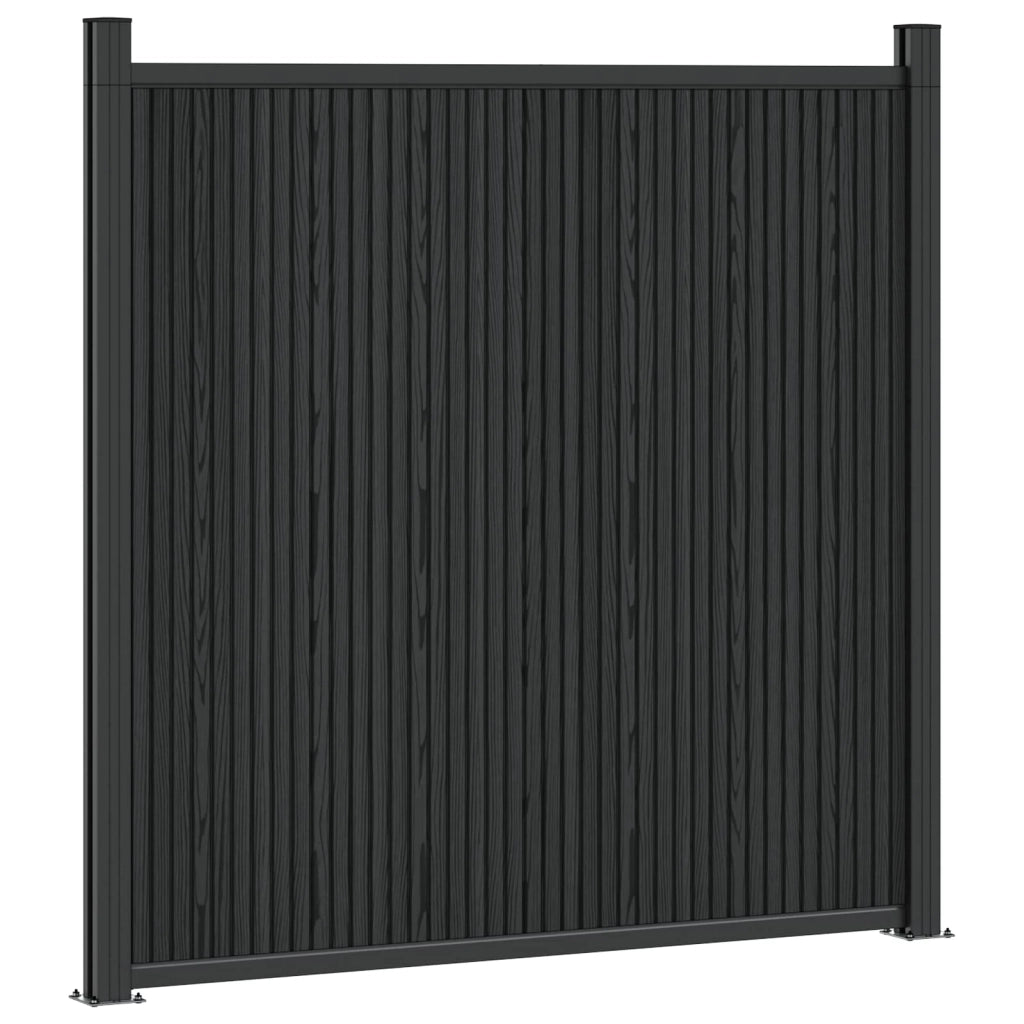 Pannello di Recinzione 10 pcs WPC e Alluminio Nero