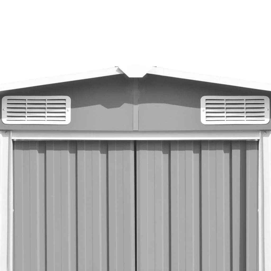 Casetta da giardino cabina ripostiglio casetta da esterno robusta casetta per attrezzi 257 x 298 x 178 cm metallo grigio 02_0022163