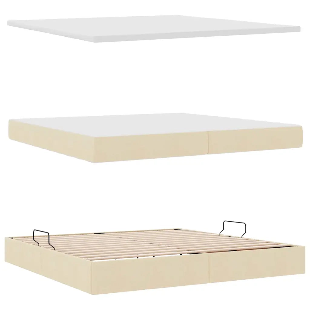 Letto con contenitore e materasso Crema 200 x 200 cm 3370471