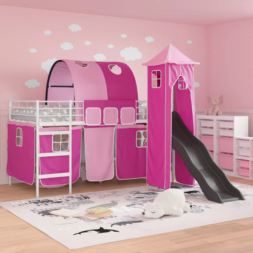 Struttura del letto loft per bambini Bianco e Rosa 107 x 200 cm 42020912