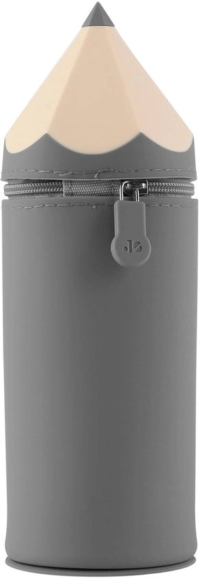 Etui e Penna in Silicone, 2 in 1, Scalabile, con Adesivo sulla Base, Facile da Pulire e Durevole, Adatto a Bambini, Donne, Uomini e Adolescenti (Grigio)
