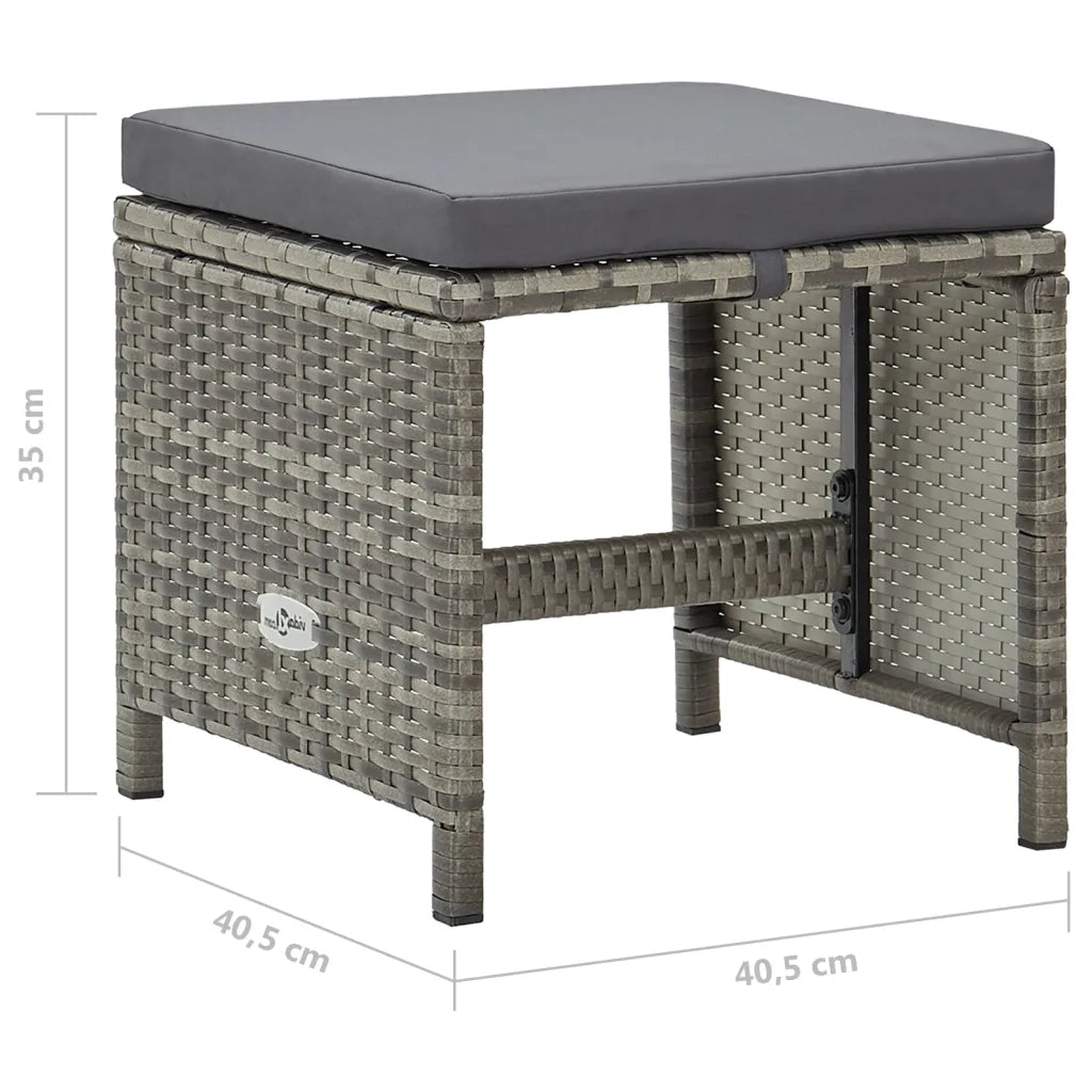 Sgabelli da Giardino 4 pz con Cuscini in Polyrattan Grigio 316750